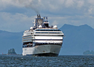 Cruise ship approaches Ketchikan
