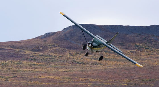 Cessna 206 on approach in Bush Alaska