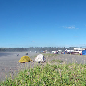 Camping on the dunes while dipnetting the lower Kasilof River, Alaska