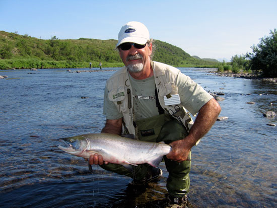 Bob Plank with a fresh red from the Goodnews River