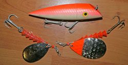 Trolling lures used for saltwater king salmon fishing in Alaska