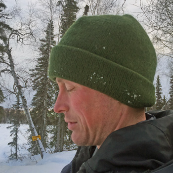 Alaska field test of sweater chalet knit wool cap
