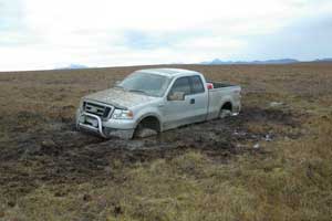 truck stuck in tundra