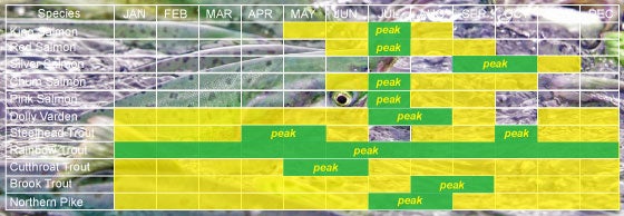 Freshwater fish run timing for Yakutat Alaska