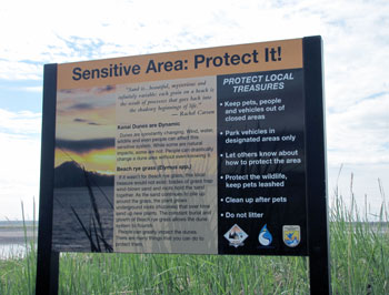 conservation sign on the Kenai River dunes