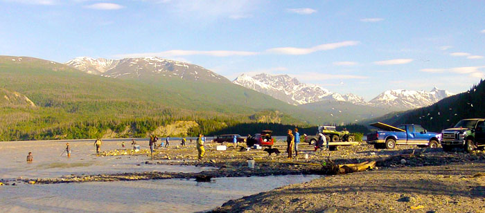 Dipnetting for sockeye salmon at O'Brien Creek, Alaska