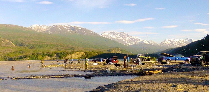 Dipnetting for sockeye salmon at O'Brien Creek, Alaska