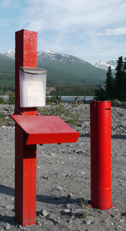 Iron Ranger fee station at O'Brien Creek, Copper River, Alaska