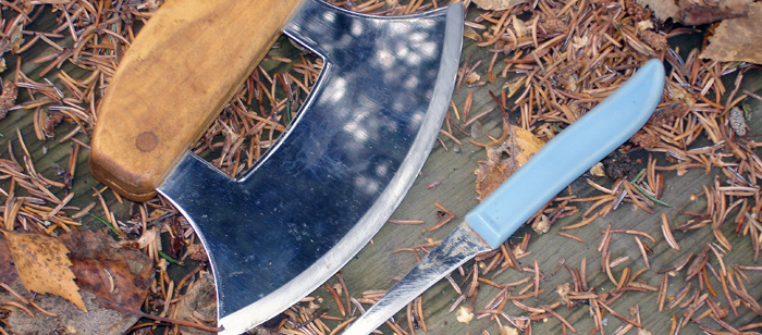 Ulu and fleshing knife on an Alaska float hunt