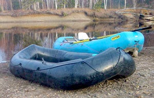 Round boats rented out by an air service in western Alaska.