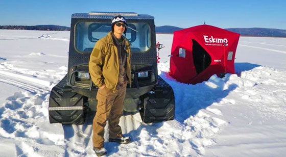 Alaska ice fishing trip, wearing Carol Davis thermal underwear